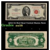 1953 $2 Red Seal United States Note Grades Choice