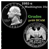 1981-s Proof Washington Quarter 25c Grades GEM++ P