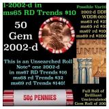 BU Shotgun Lincoln 1c roll, 2002-d 50 pcs Bank Wra