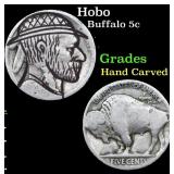 Hobo Buffalo Nickel 5c Grades Hand Carved