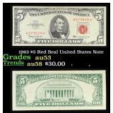 1963 $5 Red Seal United States Note Grades Select