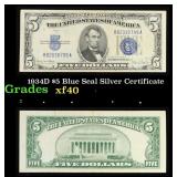 1934D $5 Blue Seal Silver Certificate Grades xf