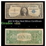 1957 $1 Blue Seal Silver Certificate Grades vf+