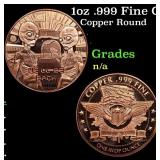 1oz .999 Fine Copper Bullion Round - We