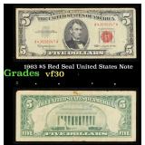 1963 $5 Red Seal United States Note Grades vf++
