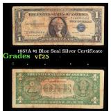 1957A $1 Blue Seal Silver Certificate Grades vf+