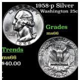 1958-p Washington Quarter Silver 25c Grades GEM+ U