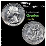 1965-p Washington Quarter 25c Grades GEM Unc
