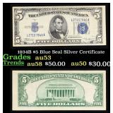 1934B $5 Blue Seal Silver Certificate Grades Selec