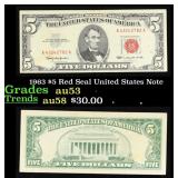 1963 $5 Red Seal United States Note Grades Select