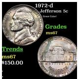 1972-d Jefferson Nickel 5c Grades GEM++ Unc