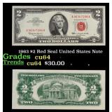1963 $2 Red Seal United States Note Grades Choice