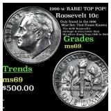 1996-w Roosevelt Dime RARE! TOP POP! 10c Grades ms
