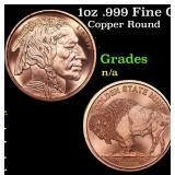 1oz .999 Fine Copper Bullion Round - Buffalo Nickl