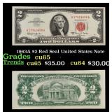 1963A $2 Red Seal United States Note Grades Gem CU