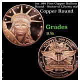 1oz .999 Fine Copper Bullion Round - Statue of Lib
