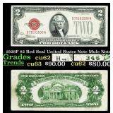 1928F $2 Red Seal United States Note Mule Note Gra