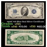1934C $10 Blue Seal Silver Certificate Grades vf+