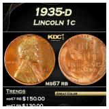 1935-d Lincoln Cent 1c Grades GEM++ Unc RB