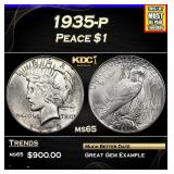 1935-p Peace Dollar $1 Grades GEM Unc