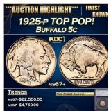 *Highlight* 1925-p Buffalo Nickel TOP POP! 5c ms67