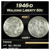 1946-d Walking Liberty Half Dollar 50c Grades GEM+