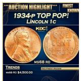 *Highlight* 1934-p Lincoln Cent TOP POP! 1c ms68 r