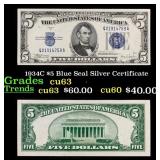 1934C $5 Blue Seal Silver Certificate Grades Selec