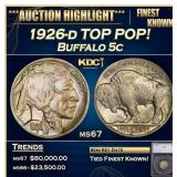 *Highlight* 1926-d Buffalo Nickel TOP POP! 5c ms67