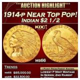 *Highlight* 1914-p Gold Indian Quarter Eagle Near