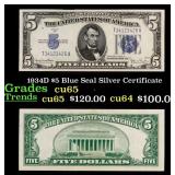 1934D $5 Blue Seal Silver Certificate Grades Gem C