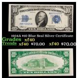 1934A $10 Blue Seal Silver Certificate Grades xf