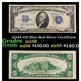 1934A $10 Blue Seal Silver Certificate Grades Choi