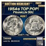 *Highlight* 1954-s Franklin Half Dollar TOP POP! 5
