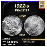 1922-s Peace Dollar $1 Grades Choice+ Unc