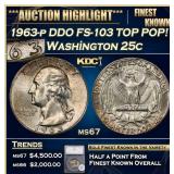 *Highlight* 1963-p DDO Washington Quarter FS-103 T