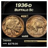 1936-d Buffalo Nickel 5c Grades GEM+ Unc