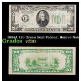 1934A $10 Green Seal Federal Reseve Note Grades vf