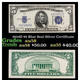 1934D $5 Blue Seal Silver Certificate Grades Choic