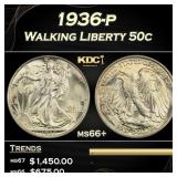 1936-p Walking Liberty Half Dollar 50c Grades GEM+