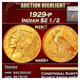 *Highlight* 1929-p Gold Indian Quarter Eagle $2 1/