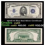 1934D $5 Blue Seal Silver Certificate Grades Selec