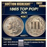 *Highlight* 1865 Three Cent Copper Nickel TOP POP!