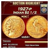 *Highlight* 1927-p Gold Indian Quarter Eagle $2 1/