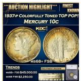 *Highlight* 1937-p Mercury Dime Colorfully Toned T