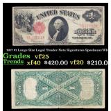 1917 $1 Large Size Legal Tender Note Grades vf+ Si