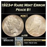 PCGS 1923-p Peace Dollar Rare Mint Error $1 au58 P