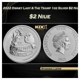 2022 Disney Lady & The Tramp 1oz Silver $2 Niue Gr