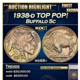 *Highlight* 1938-d Buffalo Nickel TOP POP! 5c ms68