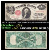 1917 $1 Large Size Legal Tender Note Grades vf+ Si